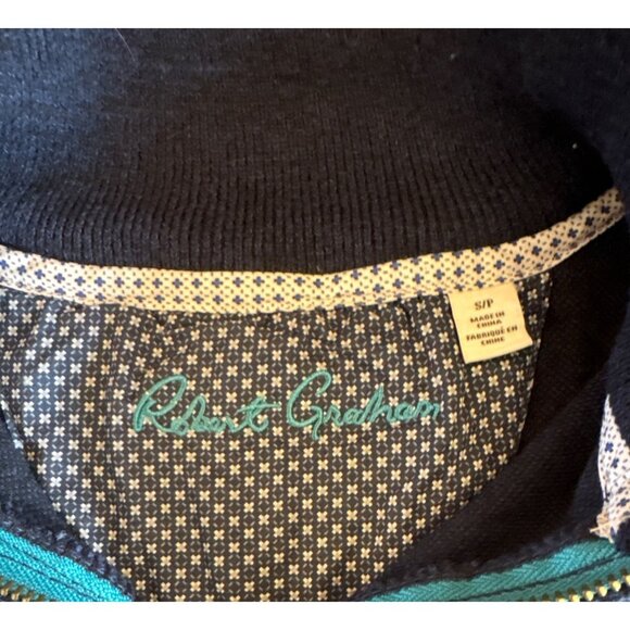 Robert Graham Luxurious Knit Mens Blue Half Zip Mock Neck Sweater Small #1526118 - Picture 3 of 5
